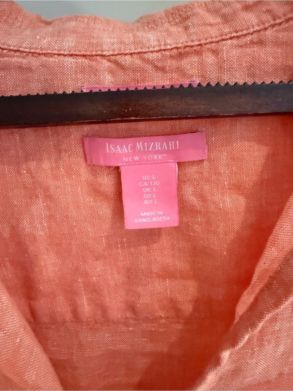 Isaac Mizrahi 100% Linen Pullover V-Neck Collared Top Side Ties 3/4 Sleeves L - Picture 3 of 6